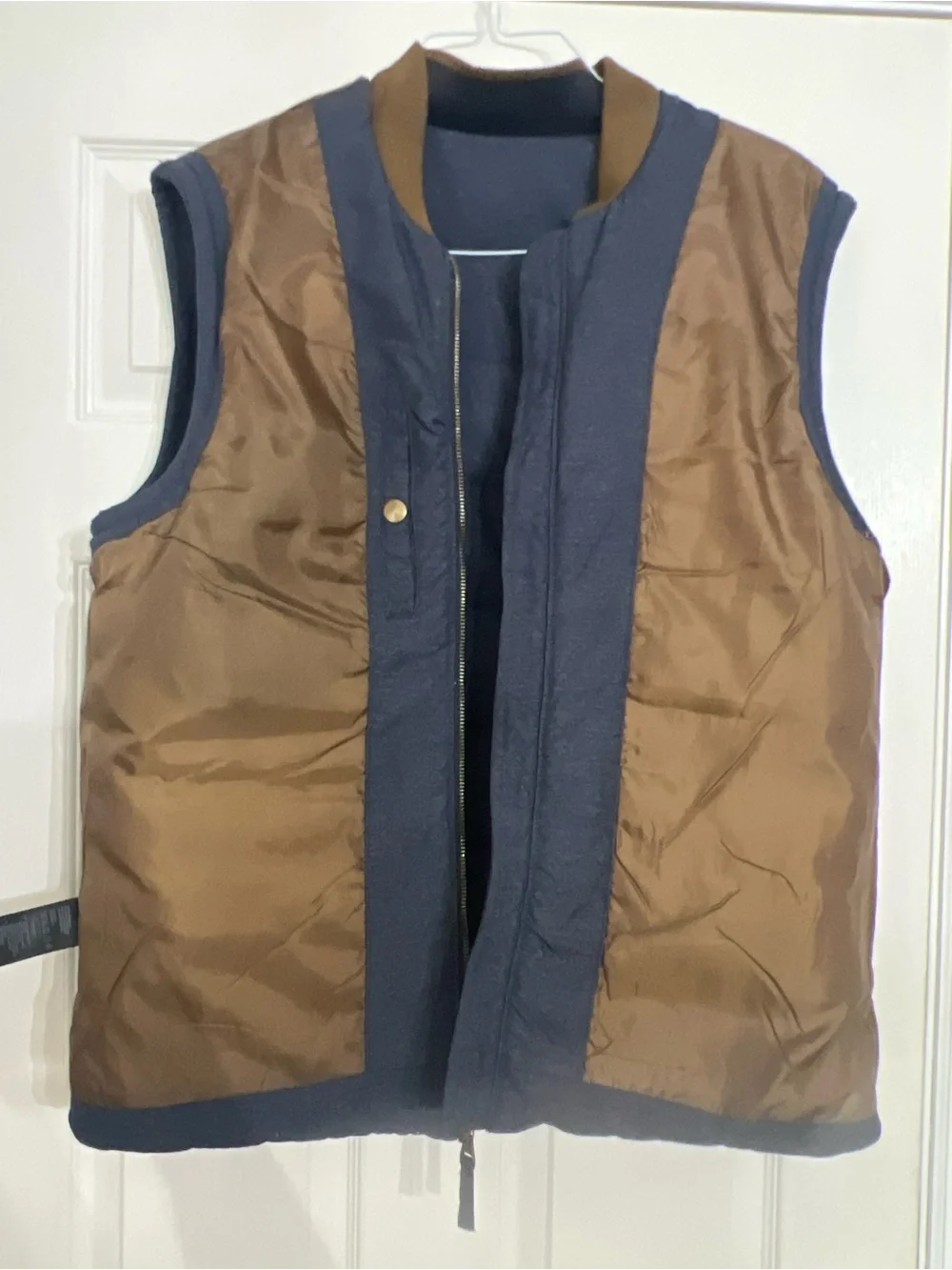 H&M Men's Quilted Puffer Vest Heather Blue Brown Lined Size US 44R (EU 54) Large
